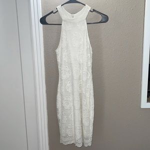 Lulu’s White High Neck fitted mini Dress